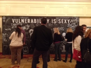 Vulnerability wall with people